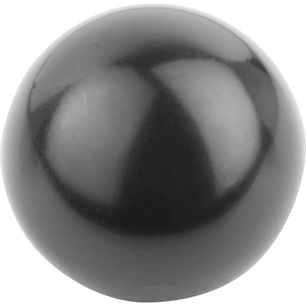 Kipp Ball Knob Smooth Version DIN319 Extended, D1=32, D=10, Form:L Sleeve, Thermoset Black, Comp:Steel K0159.43210